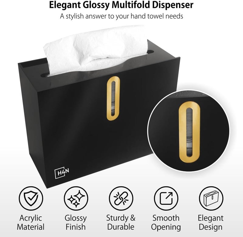 H4N Multifold Hand Paper Towel Dispenser Countertop, Compact Design, Single Sheet Dispensing for Home and Commercial Use, Black - Image 4